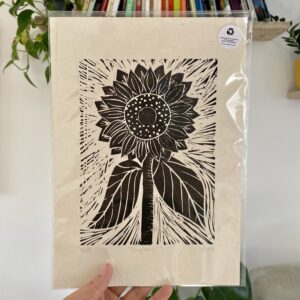 Sunflower Lino Print