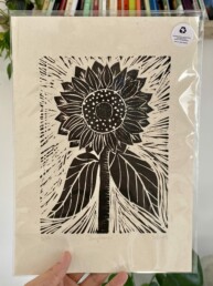 Sunflower Lino Print