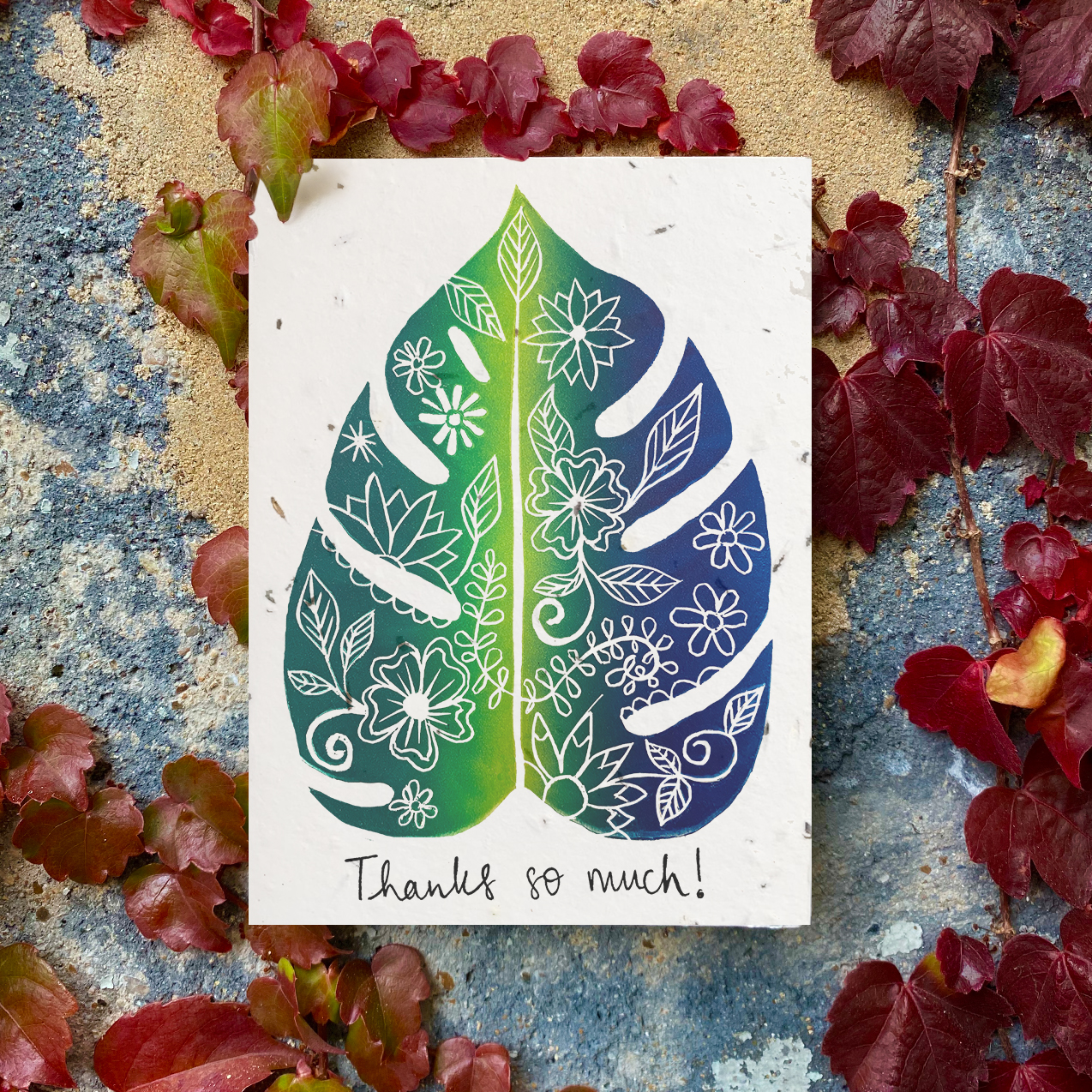 Green Leaf Thank You Plantable Card