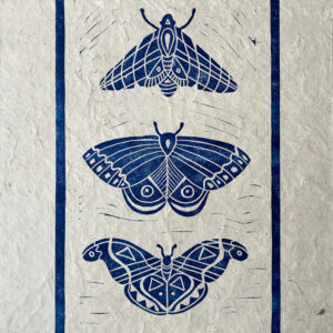 Lino cut Moths Print