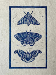 Lino cut Moths Print