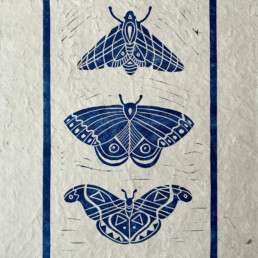 Lino cut Moths Print
